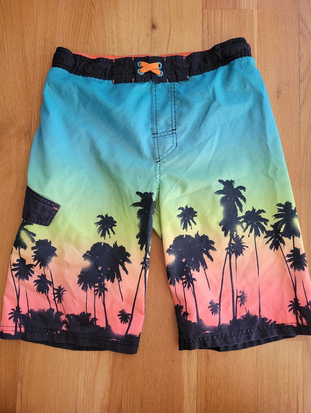 Boys size xl 16 Tropical Palm Tree Swim Trunks